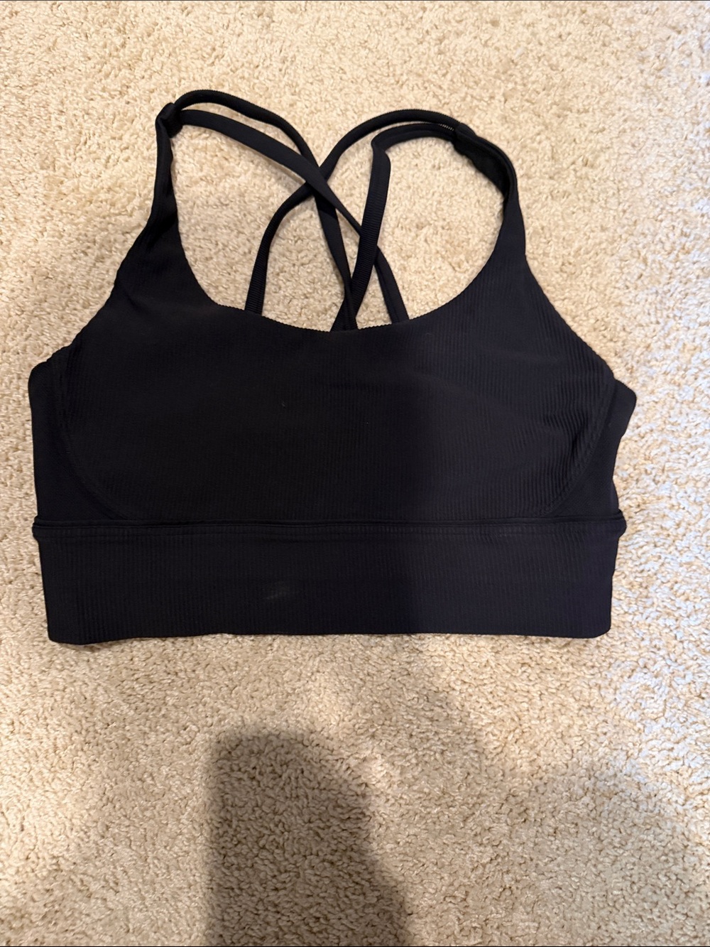 Black Ribbed Strappy Sports Bralette